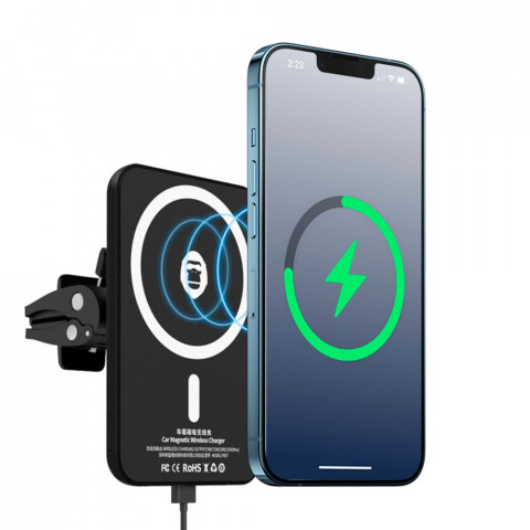 Автотримач з бездротовою зарядкою MagSafe Blueo Car Magnetic Wireless Charger Black для iPhone 